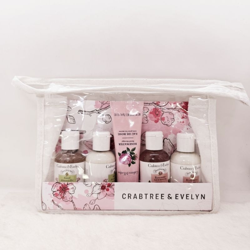 ❖客來兒美國集貨❖ 絕版瑰柏翠 Crabtree &amp; Evelyn 薔薇/甜杏仁 護手霜+身體乳+沐浴膠+收納袋 禮物組