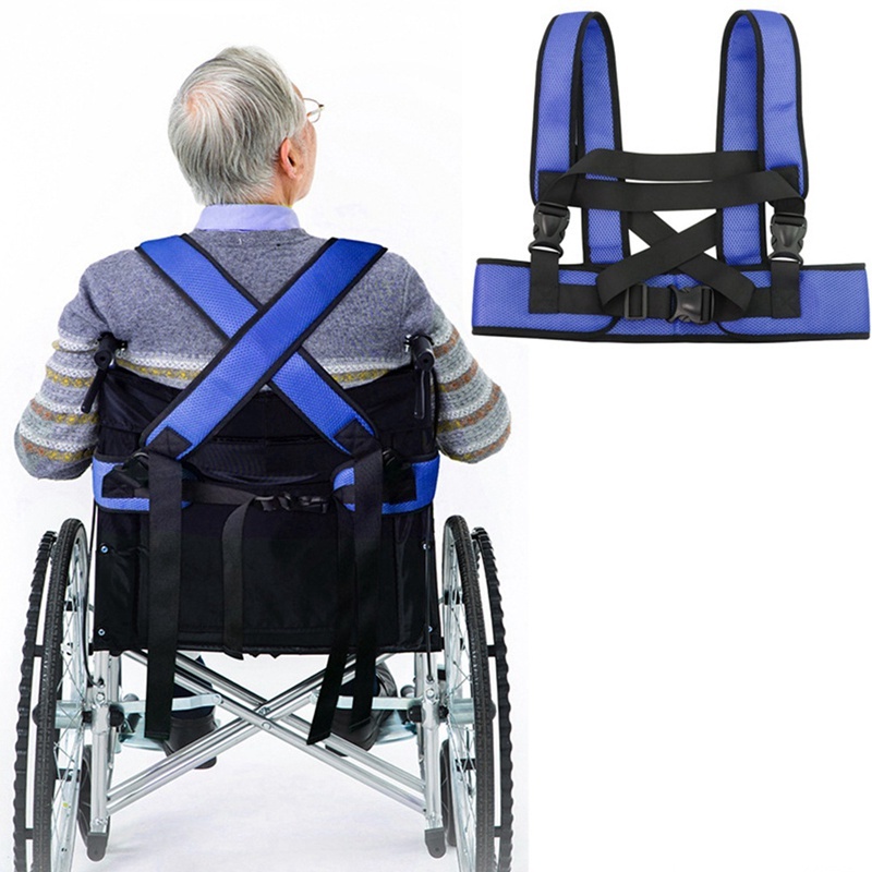 老年人腹部束帶的輪椅安全帶萬向輪椅約束藍色背心固定帶可調固定