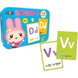 【幼福】忍者兔認知學習圖卡：字母ABC【40張雙面全彩圖卡+收納鐵盒】
