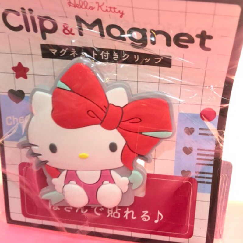 日本帶回來的Hello Kitty冰箱貼或白板貼，後面是夾子還可以夾便條紙