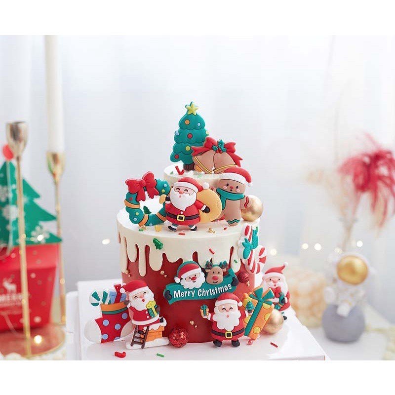 🌸五日工坊🌸 聖誕節 甜點蛋糕裝飾 插件 微景觀 盆栽園藝 /聖誕老公公 禮物 聖誕樹 慶生 杯子蛋糕裝飾 雪人