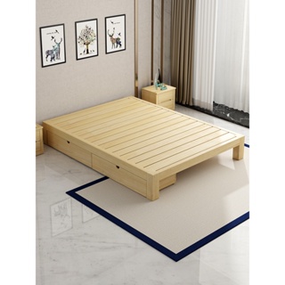 矮床日式 榻榻米床 簡約現代1.5米實木 床雙人無床 頭架子無靠背地台 雙人床架 單人加大 木床 床架床座床底