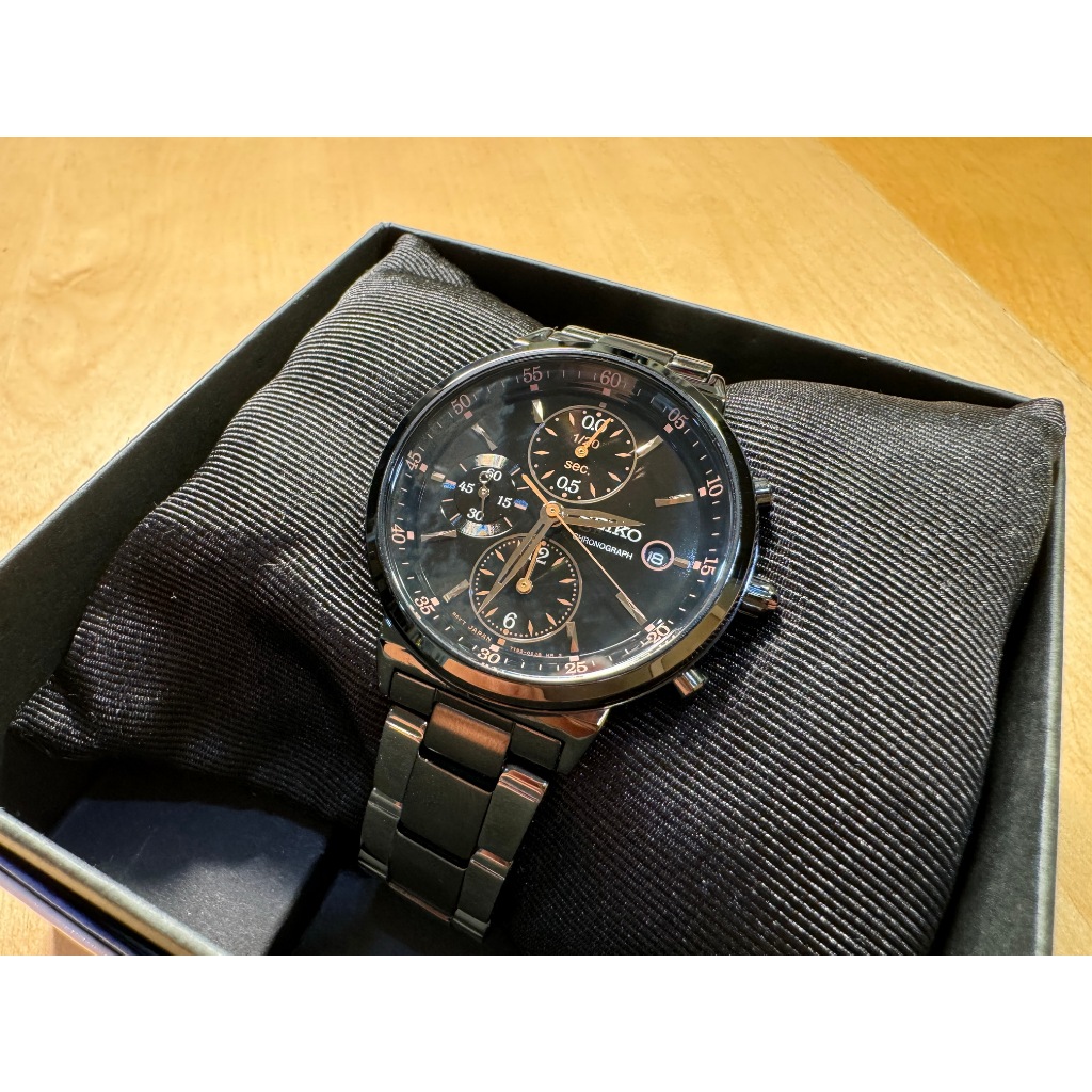 SEIKO 時尚混搭 計時腕錶(7T92-0RS0SD)37mm 二手錶 少戴 9成新