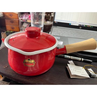 【吉兒二手商店】全新 日本 Honey ware 琺瑯牛奶鍋 15cm 紅色 SD-15M 富士琺瑯 FUJIHORO