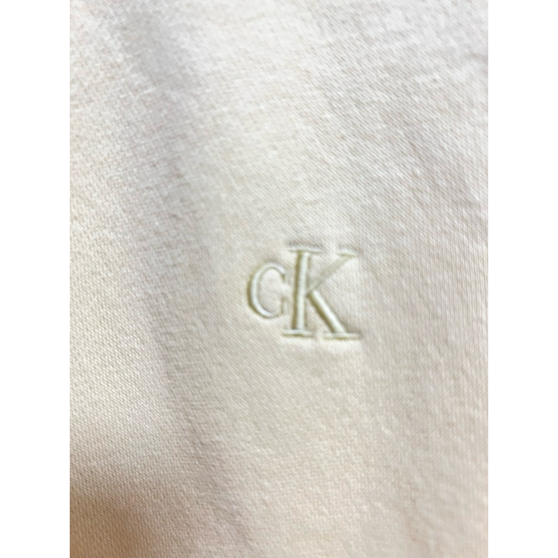 二手韓版Calvin Klein鵝黃色刷毛帽T 上衣