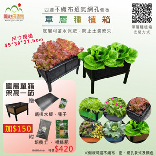 育材開心田園樂 優惠種菜組 [贈底排水板+種子] 單層單箱種植箱 架高一節 種菜箱DIY組合 陽臺屋頂種花 種菜 種植箱