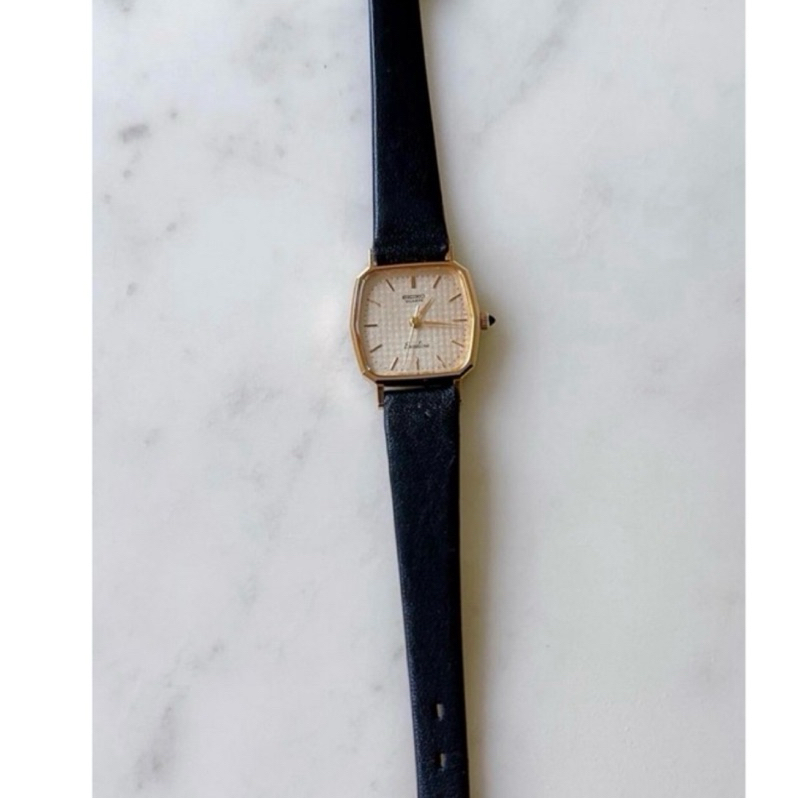 SEIKO 方形錶盤皮革小金錶 古董錶 女錶