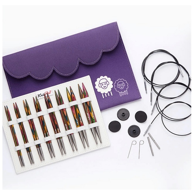 KnitPro-彩木輪針布套組 ( 8付針頭；4條連接線 )