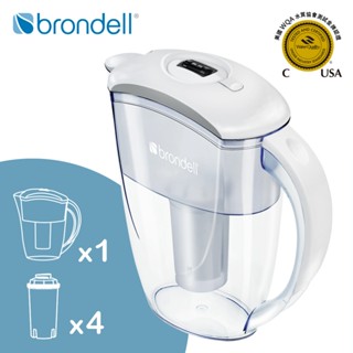 【美國邦特爾】Brondell H2O+ 八週長效濾水壺（白）+4芯 - 買再贈濾心1入（共5芯）