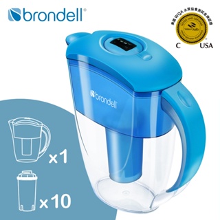 【美國邦特爾】Brondell H2O+ 八周長效濾水壺（藍）+10芯 - 買再贈濾心1入（共11芯）