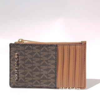 新款登場-Michael Kors 咖啡色PVC材質滿版LOGO多卡層/零錢包 #35F2GTVD2B