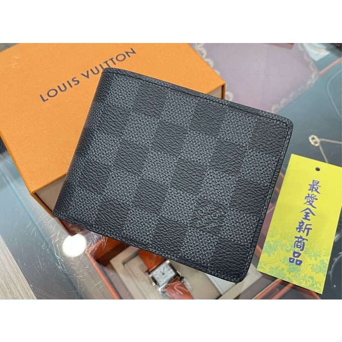✈巴黎全新代購✈ LV 路易威登 N62663 黑色棋盤格對開短夾 皮夾 錢包