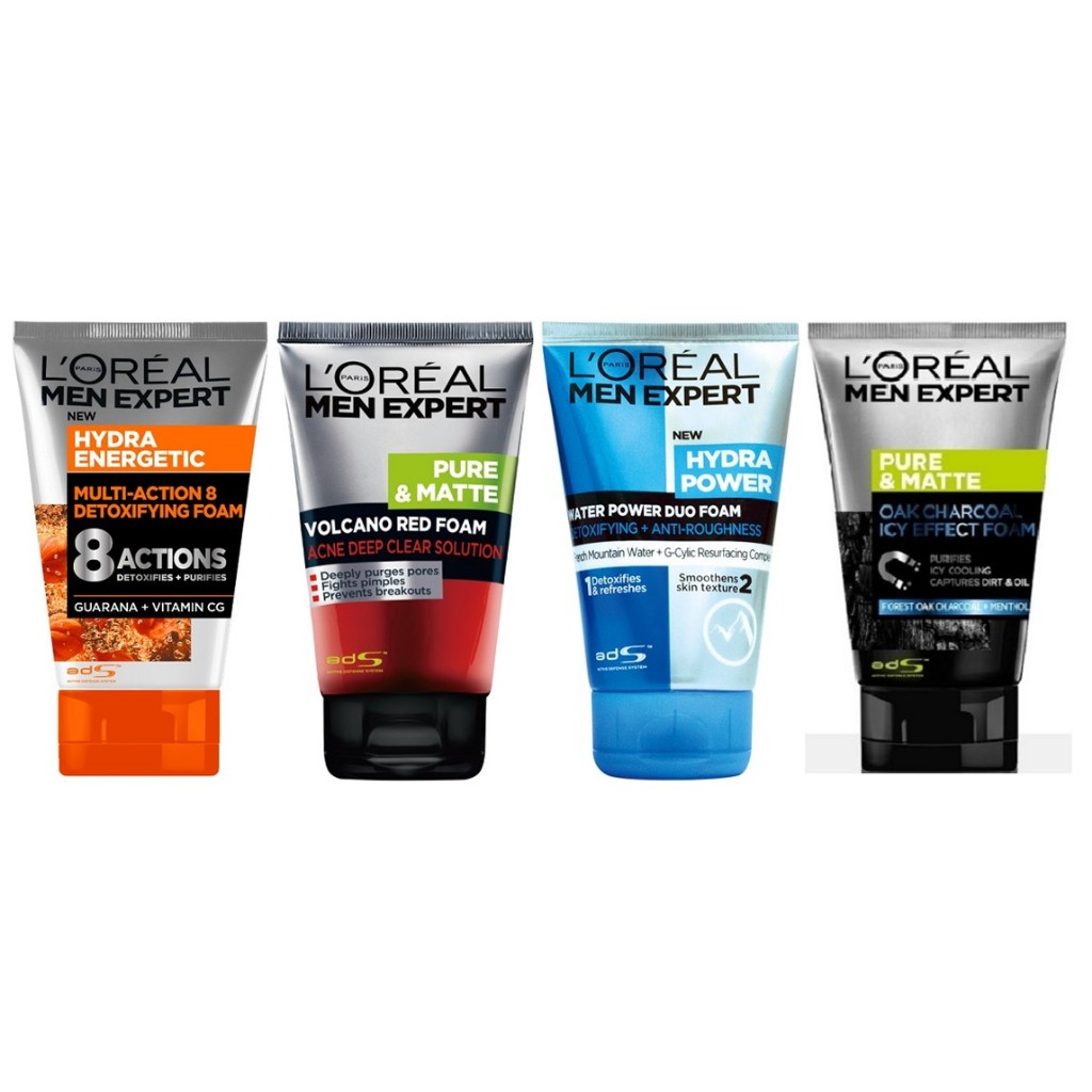 【LOREAL PARIS 巴黎萊雅】8效勁能深層 男士火山泥抗痘 雙效淨化抗暗沉 炭黑酷涼 洗面乳 (100ml )