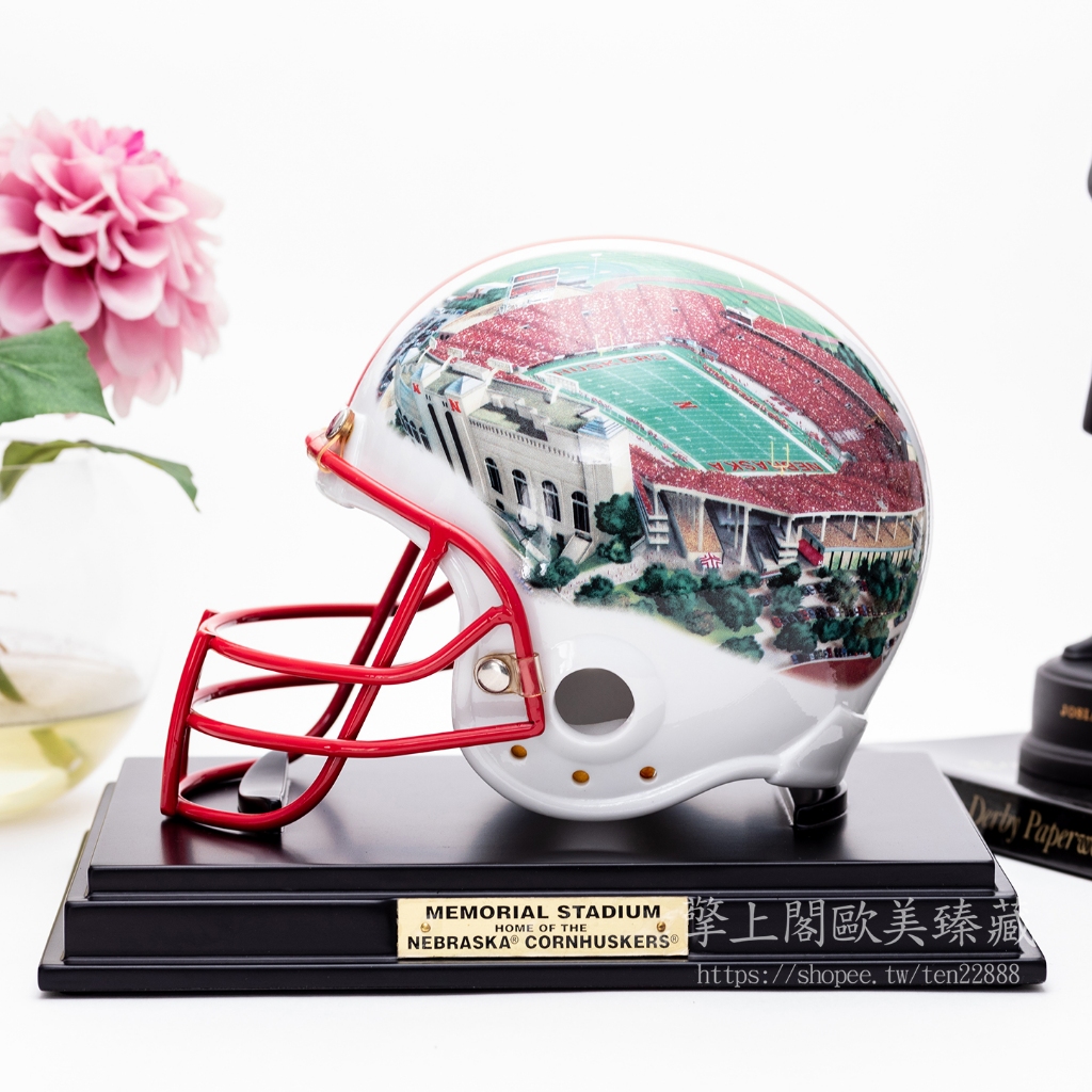 美國MBI Danbury Mint橄欖球美式足球 內布拉斯加州玉米殼隊 football紀念陶瓷頭盔
