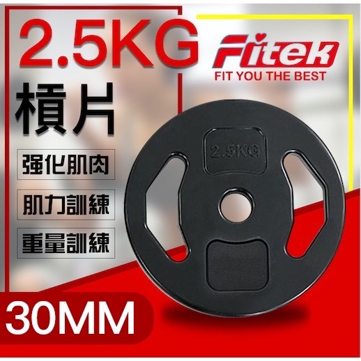 【Fitek】2.5KG槓片／2.5公斤槓片／水泥槓片／手抓孔塑膠槓片 28mm孔徑30MM／重訓舉重 適用於迪O儂槓桿