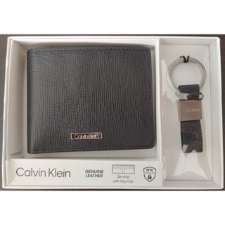 Calvin Klein CK 防刮 短皮夾+鑰匙圈 含提袋