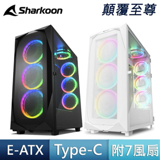 sharkoon 旋剛 rev300 顛覆至尊 白色 argb type-c 直立顯卡 7風扇 鐵網 散熱 電腦機殼