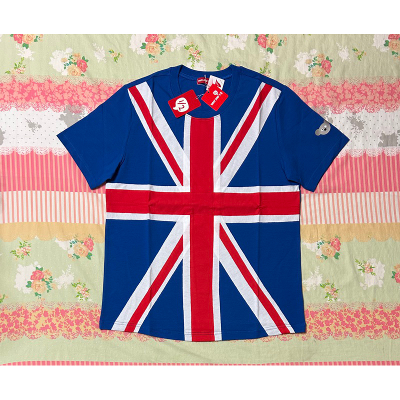 全新 why and 1/2 男童 女童 11號 13號 17號 普普熊 上衣 T恤 短袖 短T 棉質 藍色 英國 國旗
