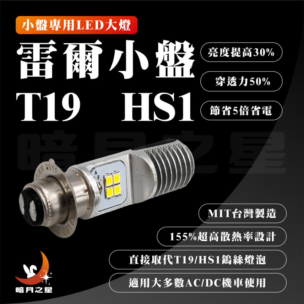 雷爾小盤 T19 HS1 小盤專用LED大燈 MIT台灣製造