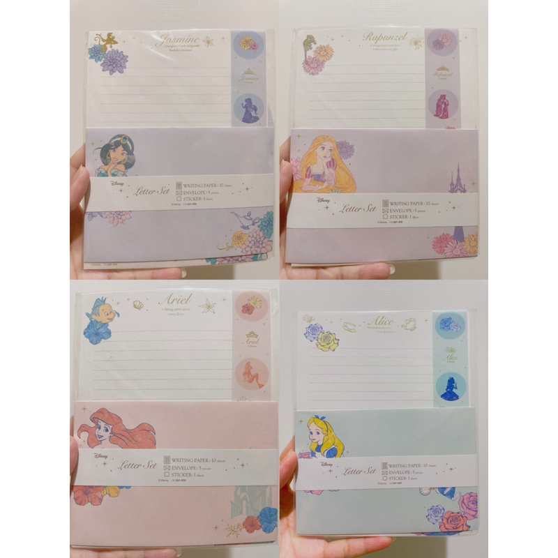 阿虎會社 正版 日本進口 日本製 迪士尼 公主系列 信封 信紙 茉莉 長髮公主 樂佩 小美人魚 艾莉兒 愛麗絲 愛麗斯