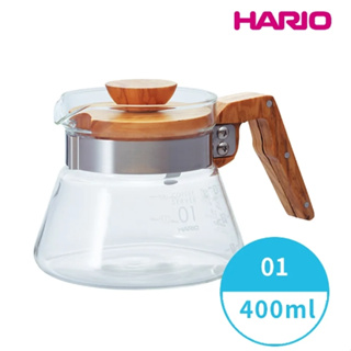 HARIO V60 橄欖木 日本好握耐熱玻璃沖泡壺 咖啡壺 400ml