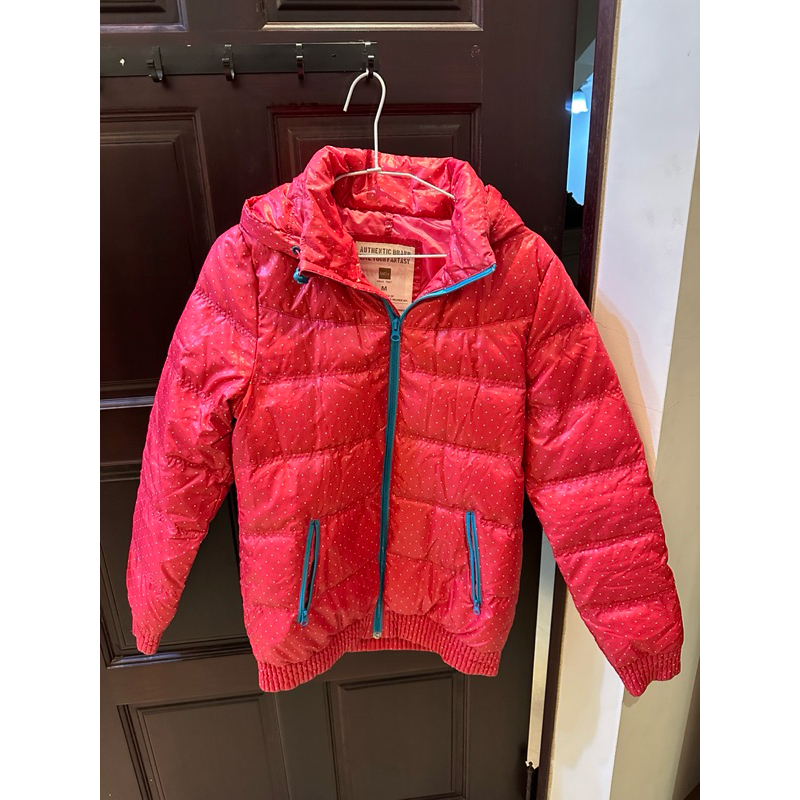 【女裝美品】Lativ 桃紅色羽絨外套 點點風格 羽絨外套 外套 保暖 M號