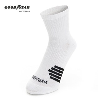 【GOODYEAR 固特異】足弓加壓運動襪 彈力 3D立體包覆 舒適 白色 / GACS43019 (尺寸任選)