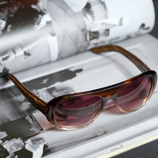 Vintage Black Flys Leather Sunglasses - Brown