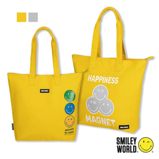 SMILEY WORLD 微笑 亮彩手提包 大容量 肩背包 購物包 學生包