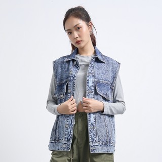 【ERSS】自在穿搭帥氣牛仔背心-中性 石洗藍【K50003】