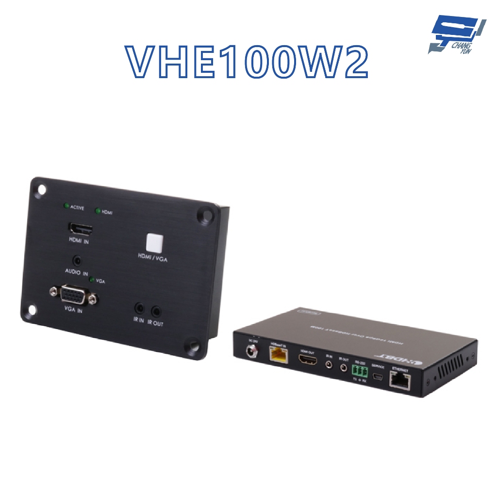 昌運監視器 HANWELL VHE100W2 VGA/HDMI 面板型延長器 解析度4K2K@60Hz