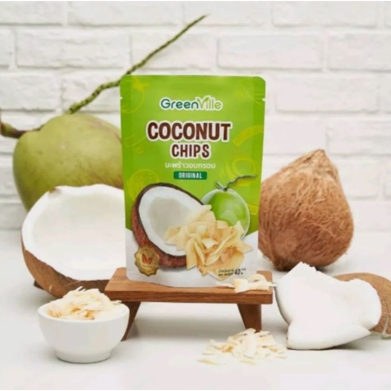 (現貨)泰國GreenVille椰子片烘焙美味不脂肪無麩質素食纖維維生素 40g Coconut Chip