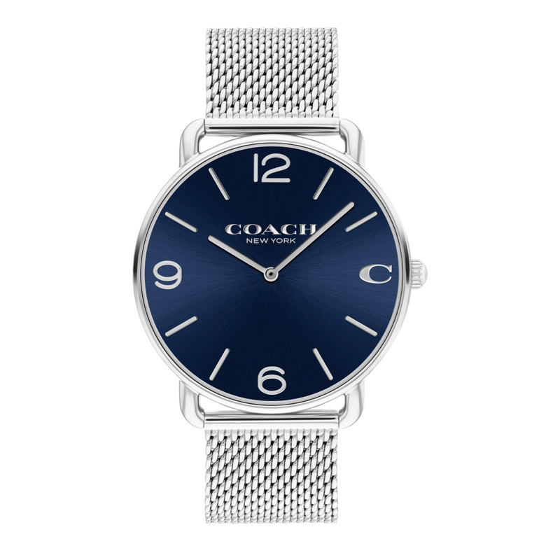 COACH C字 時尚米蘭帶男錶-白鋼帶藍面CO14602652-41mm
