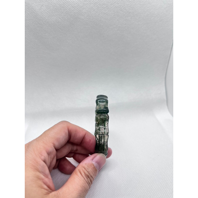 10mm綠幽靈竹節型手排-手圍17.5cm/可客製化手圍