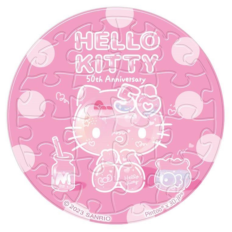 Hello Kitty【50周年】透明的我拼圖磁鐵16片-透明(圓)
