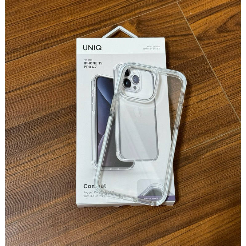 二手 UNIQ iphone 15 pro max 透明白邊手機保護殼