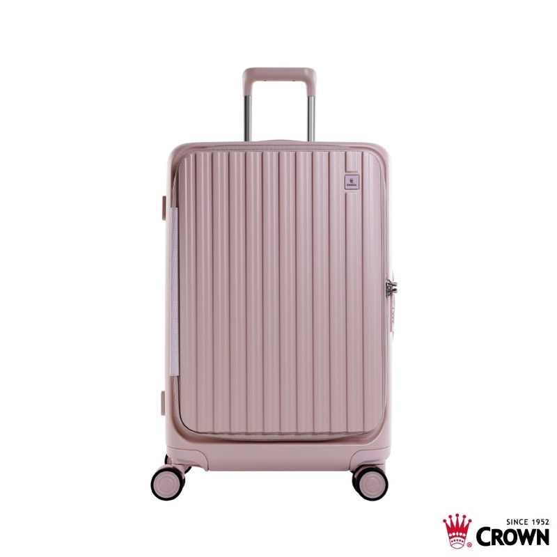 [皇冠CROWN] BOXY 26吋 鋁框拉鍊前開框架行李箱–粉色
