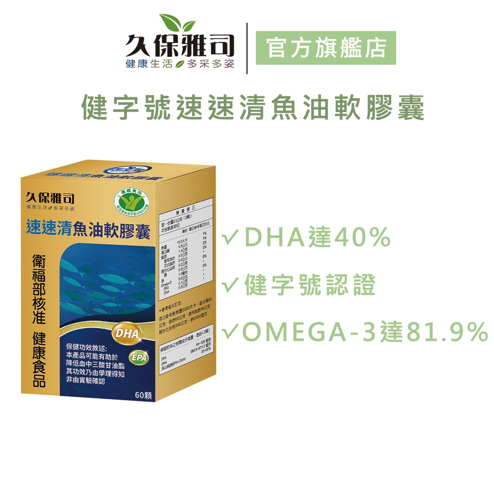 【久保雅司】《惜福2025/03/30》健字號速速清魚油軟膠囊(60粒/盒)