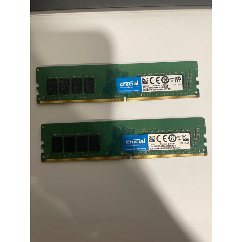 美光 DDR4-2400 8G記憶體 x2 接觸不良 終保
