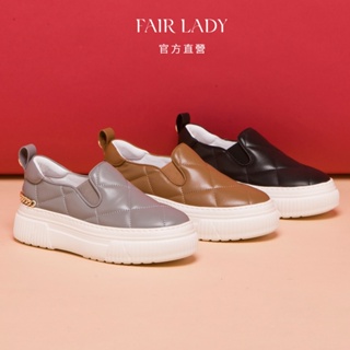 FAIR LADY 日本京都聯名 HAPPYFACE 時髦菱格紋後鏈休閒鞋 酷黑色 岩灰色 棕色 (5J2795) 女鞋