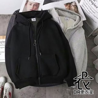 DR更衣室-連帽外套 街頭素面加絨男生外套大口袋長袖衣服純色休閒夾克 【NL683211】