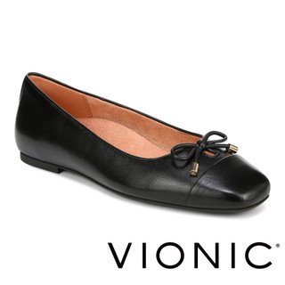 【VIONIC 法歐尼】Klara克拉拉 現代方頭皮革蝴蝶結芭蕾平底鞋淑女鞋娃娃鞋