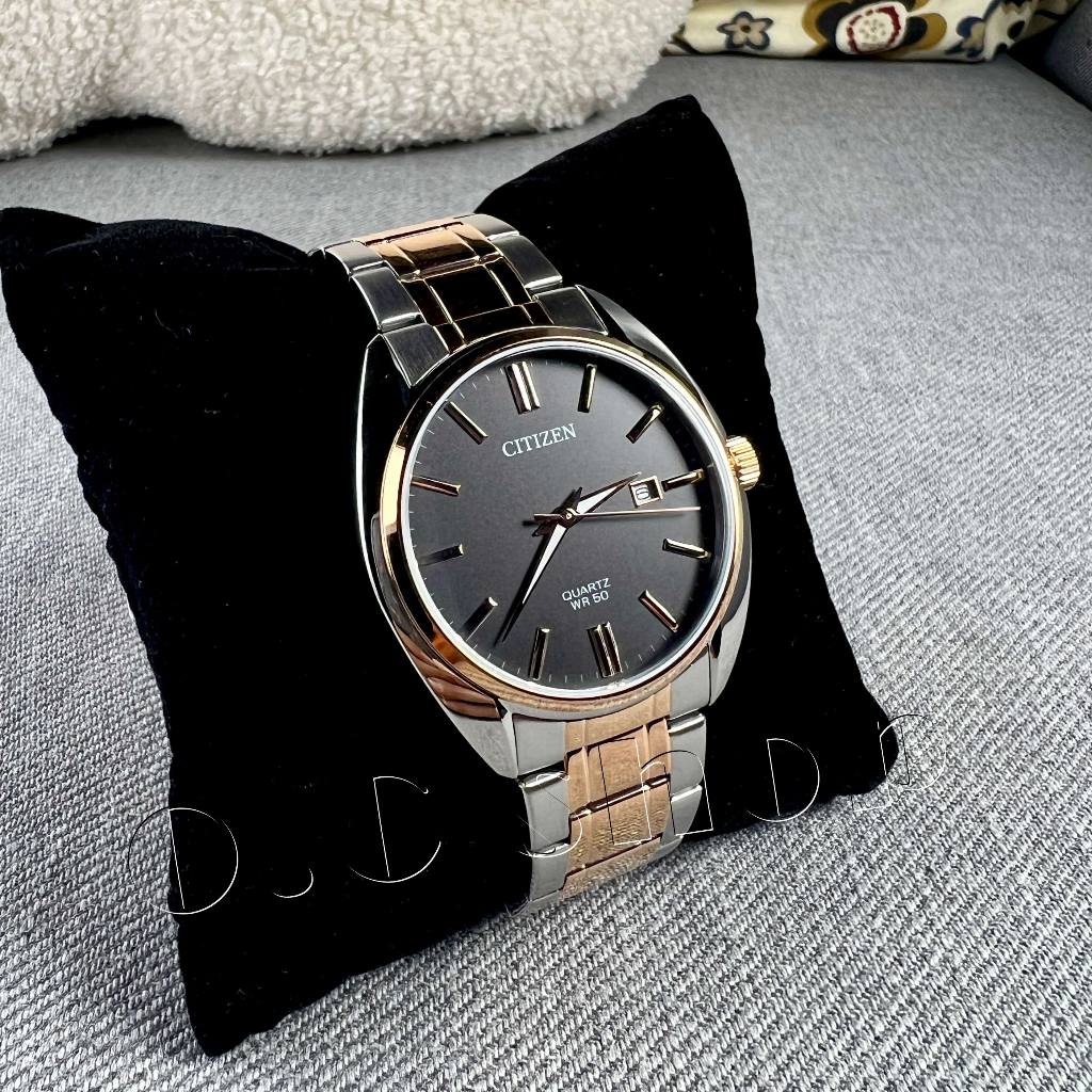 【CITIZEN 石英手錶】簡約時尚男錶款(黑面x金框)BI5104-57E