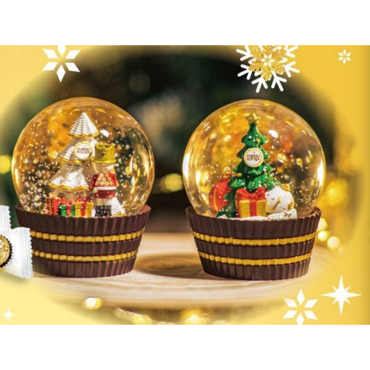 阿飛 現貨 7-11 2023版-金莎巧克力聖誕水晶球 兩款一組