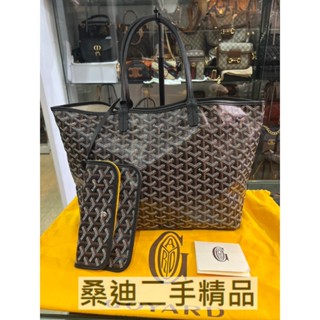 GOYARD 經典St. Louis PM 黑色中號防水帆布LOGO購物包