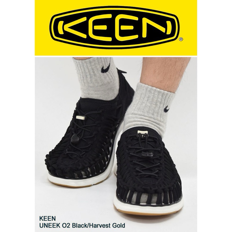 KEEN UNEEK O2 SANDALS 編織彈性綁繩包後跟涼鞋(黑白) 戶外 涼鞋 女