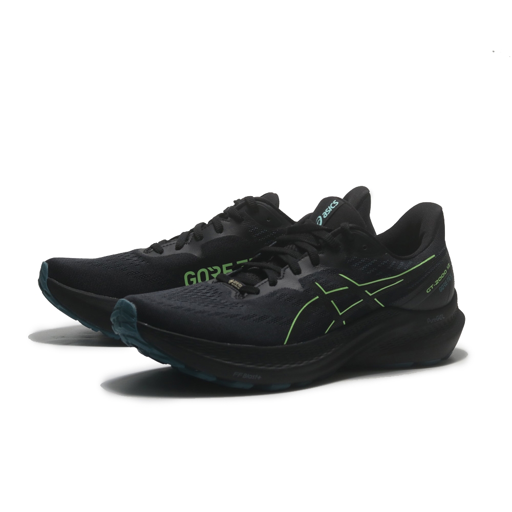 ASICS 慢跑鞋 GT-2000 12 GTX 黑藍綠 全防水 越野鞋 男 1011B687001