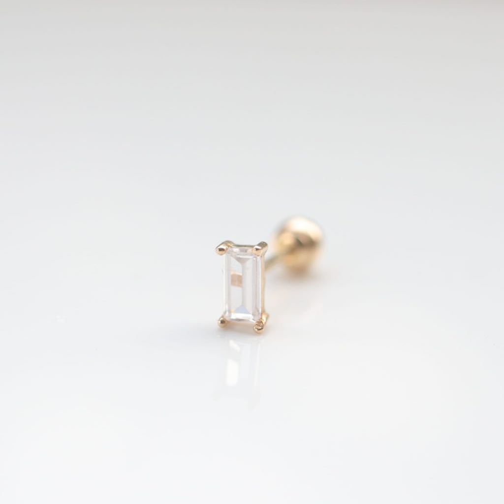 14K 方形鑽鎖珠耳環 (小) (單個)