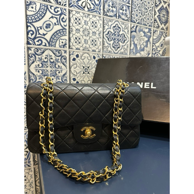 （降）香奈兒 Chanel vintage  cf23 黑羊金鏈條包