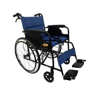 【海夫健康】杏華機械式輪椅(未滅菌) 晉宇 單層不折背鋁輪椅 18吋座寬 / 22吋後輪 輪椅B款 藍色(JY-F16)